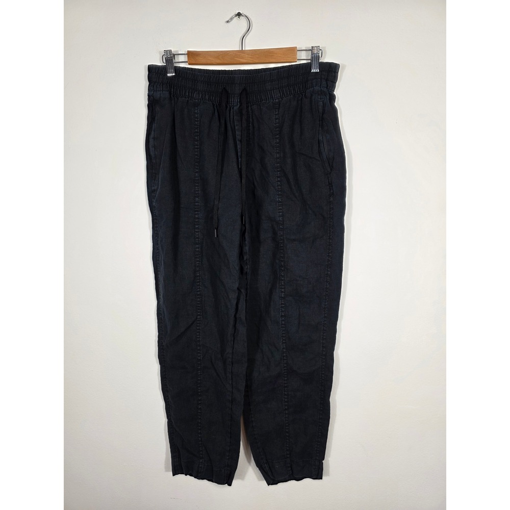 Athleta‎ Linen Blend Jogger Pants Women's Size Small Black Drawstring Casual